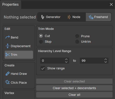 The Trim tool properties