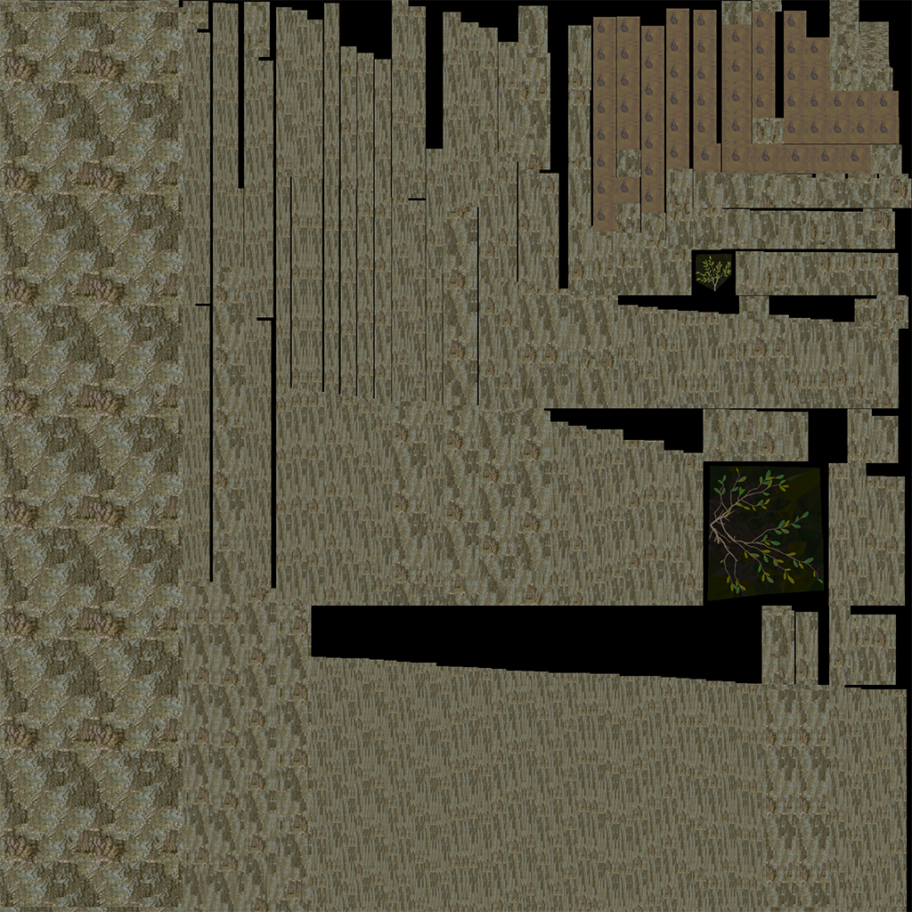 A texture atlas where the branches are unwrapped.