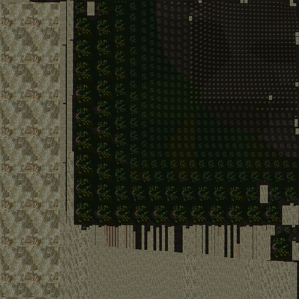 A texture atlas where all materials are unwrapped.