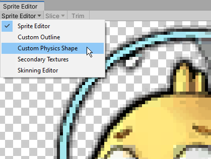 Select Custom Physics Shape from the Sprite Editor drop-down menu.