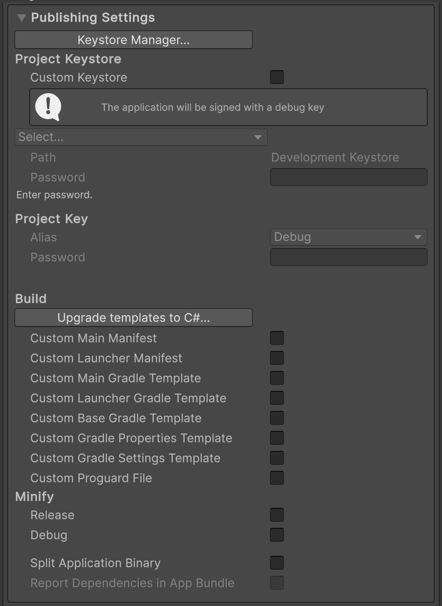 Unity - Manual: Android Player settings