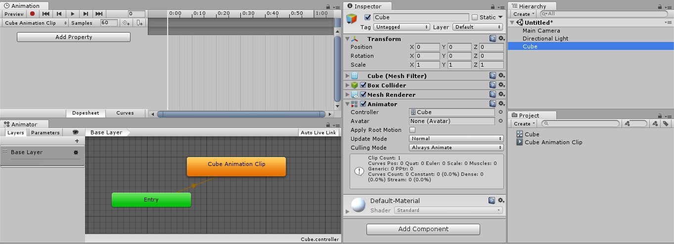 Unity Manual Creating A New Animation Clip