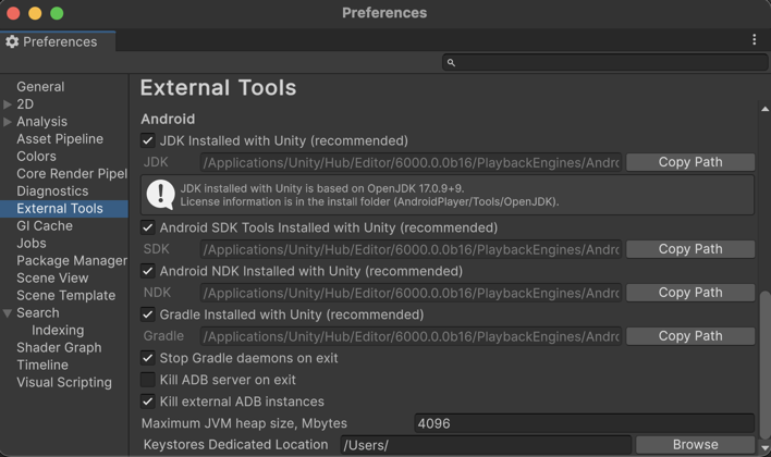 different jdk for mac ans windows