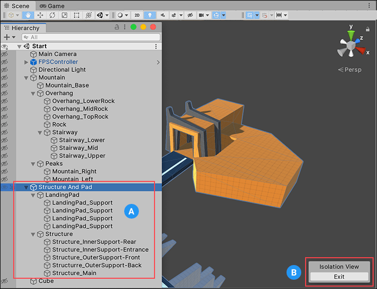 How to hide GameObject formed by multiple level modules without