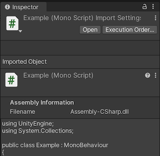 The script Inspector displaying an example script.