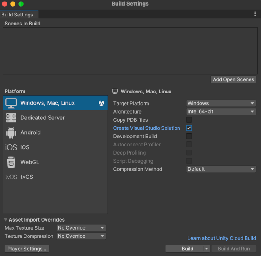 Unity - Manual: Visual Studio project generation for Windows