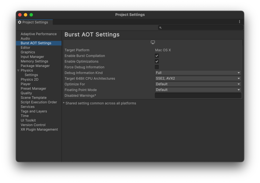 Burst AOT Settings