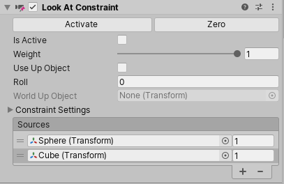 Look At Constraint component