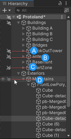 Unity Sceve Visibility controls, [UNITY TIP] Thread on Scene Visibility  controls. Use the eye icon in the hierarchy to hide/show gameobjects in the  SceneView. Mouse click/H key to, By Demkeys