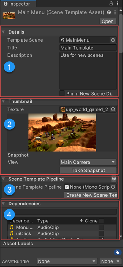 Unity - Manual: Editing scene templates