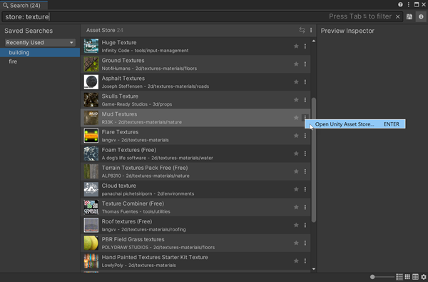 Unity Manual Search The Unity Asset Store 