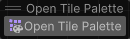 The Open Tile Palette overlay appears in the bottom right of the Scene view.