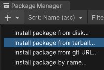 Add package from tarball button