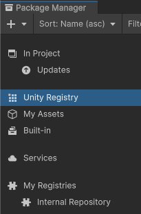 Change the context to Unity Registry