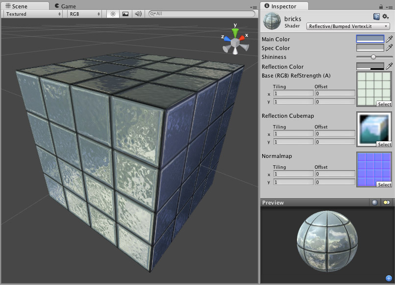 Unity - Manual: Reflective Normal mapped Vertex-lit