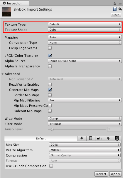 Unity Manual Cubemaps