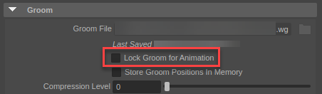 The Lock Groom for Animation checkbox in the Attribute Editor.