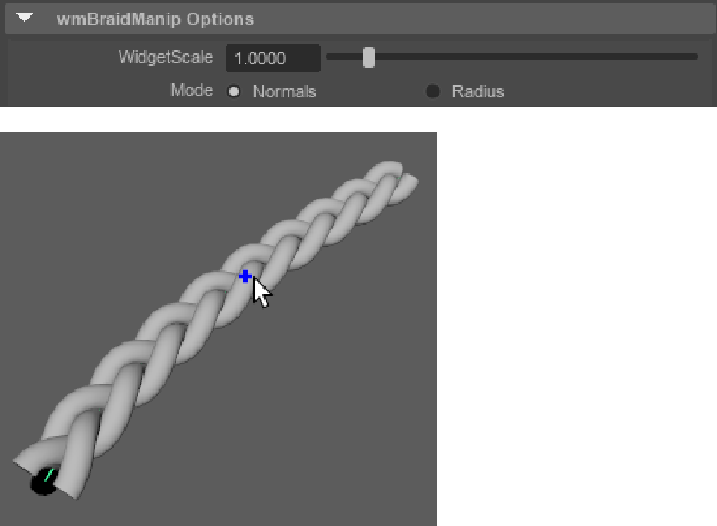 wmBraidManip Options, a braid with the + tool