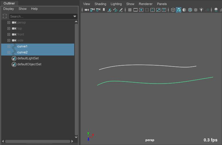 curve nodes selected in Maya